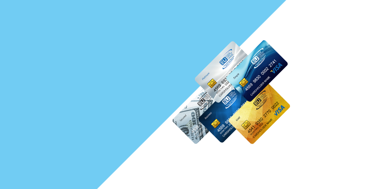 picture showing all of code's credit card options on a blue background