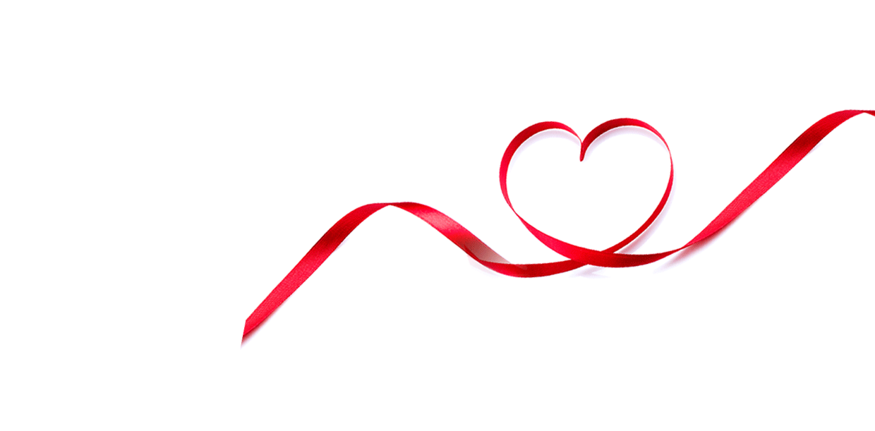 red ribbon shaped in a heart